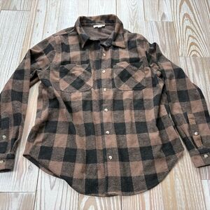 Brown & Black Buffalo Plaid Flannel Button Down